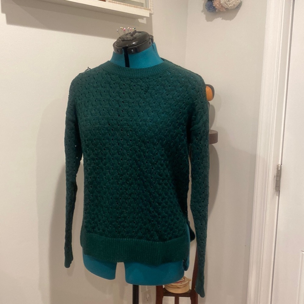 Green/black Crochet Sweater LOFT
